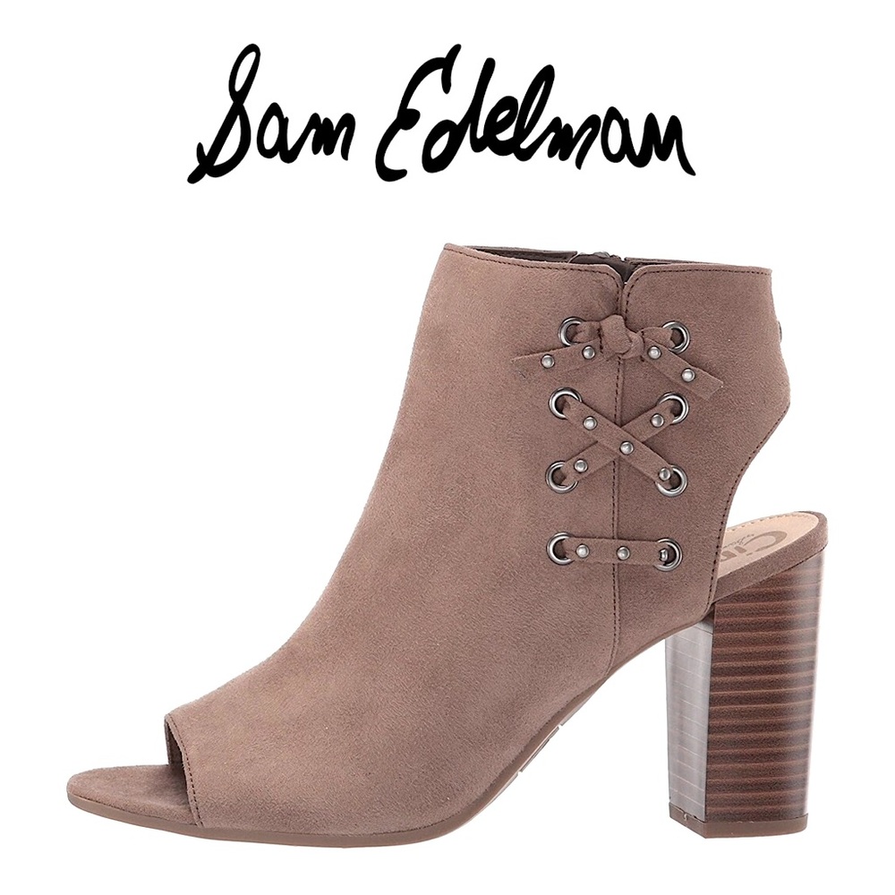 Sam Edelman Tan Edna Peep-Toe Booties